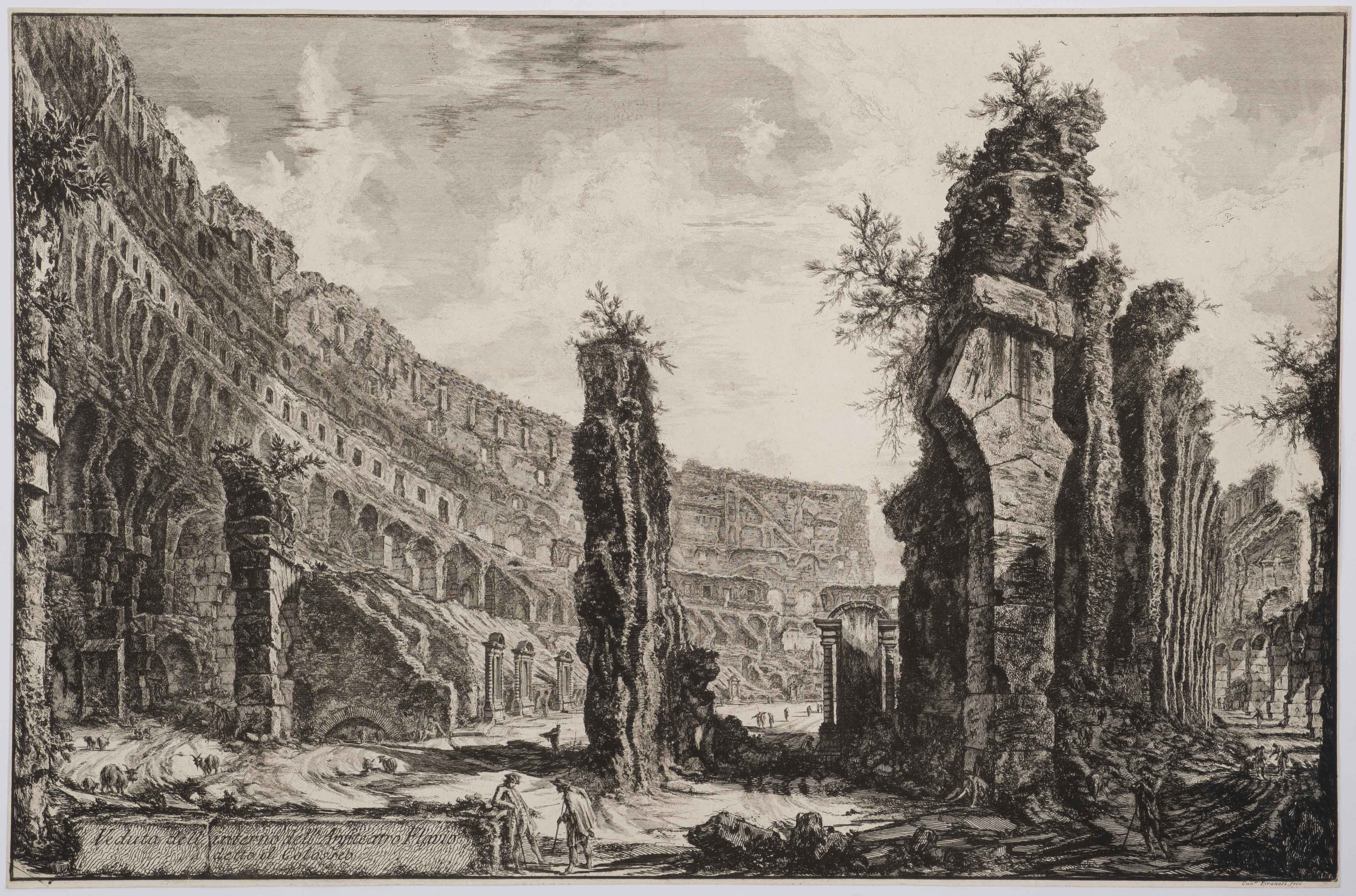 An engraving depicting ancient ruins.