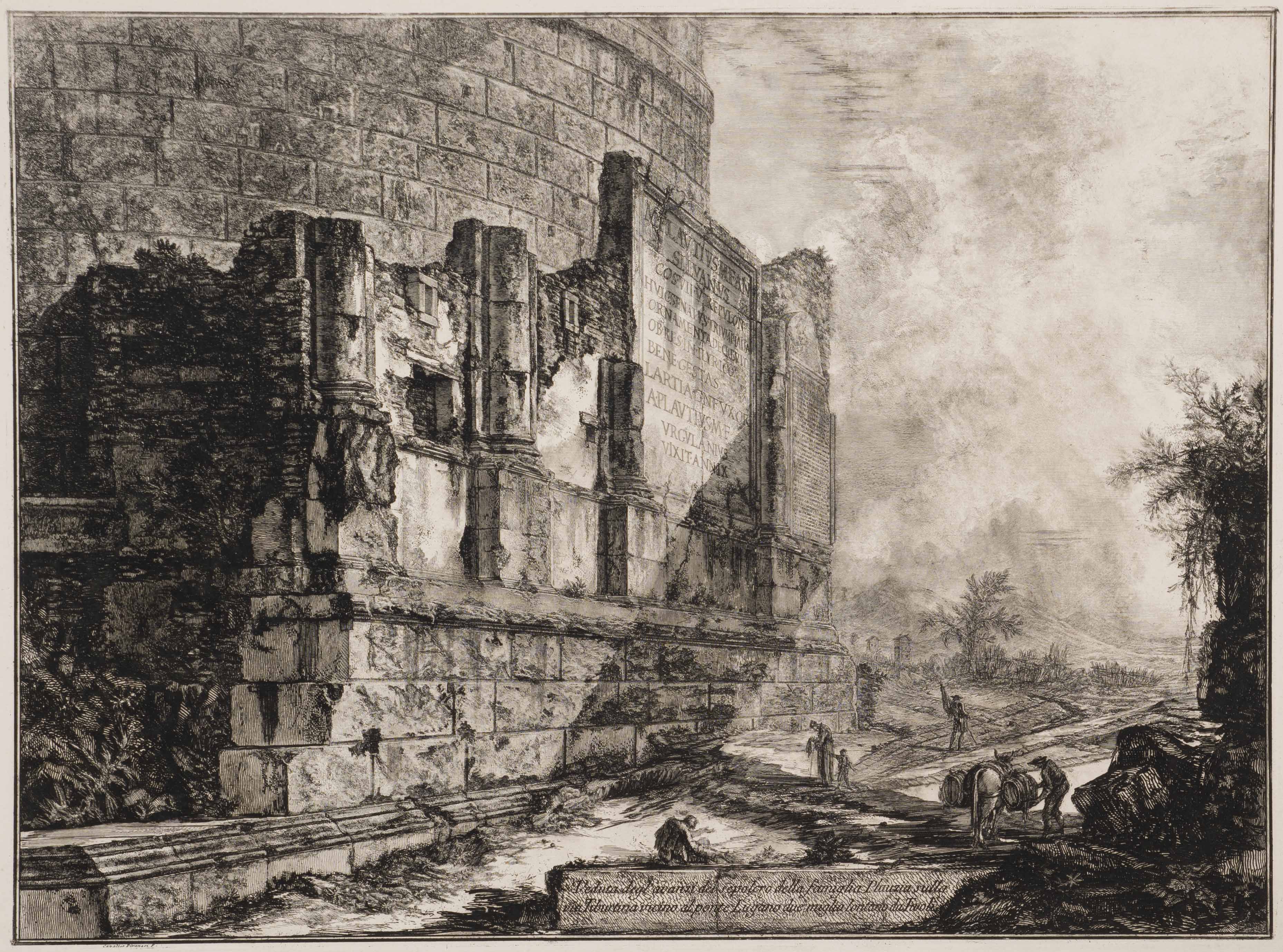 A drawing depicting a building surrounded by people walking in various directions.
