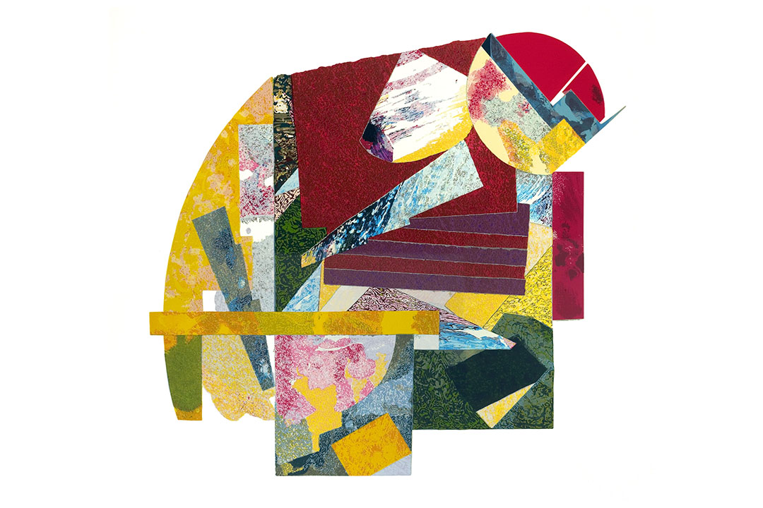 Colorful abstract print with collage-like look