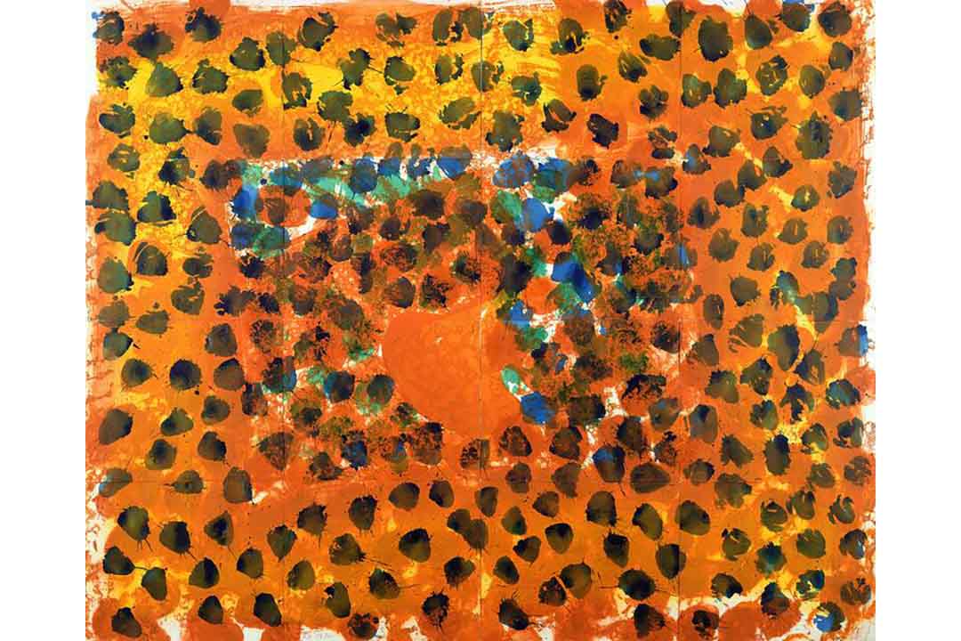 Howard Hodgkin print Venice: Afternoon, orange background with black dots and central green area