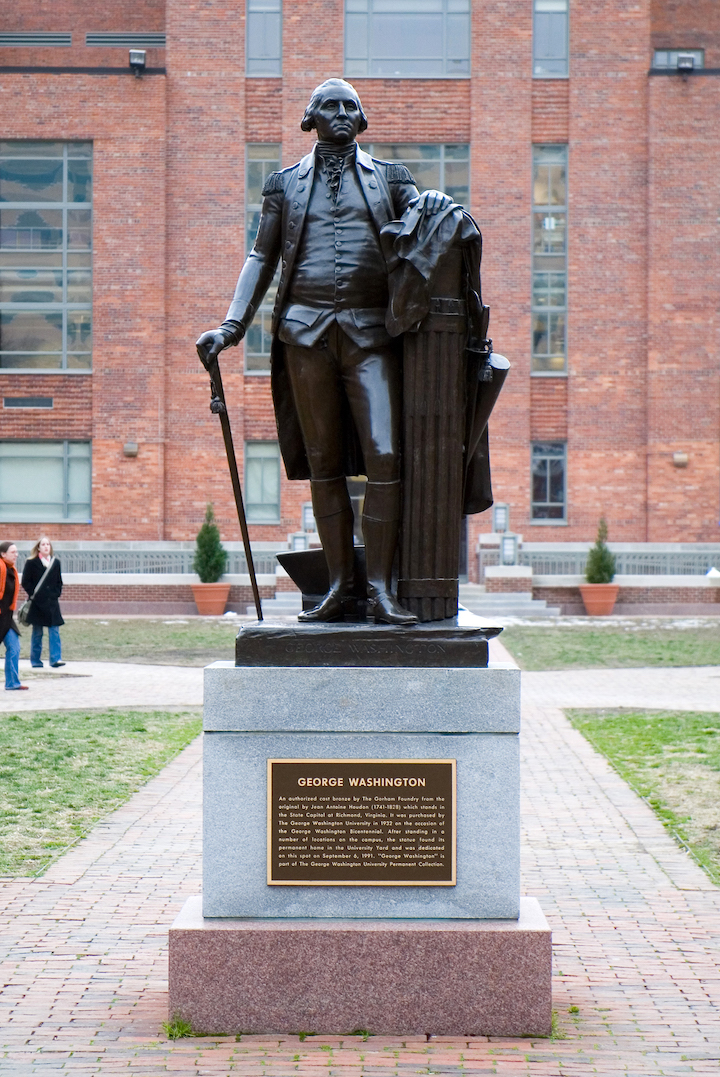 George Washington statue by Jean-Antoine Houdon in University Yard [link goes to collection database entry]